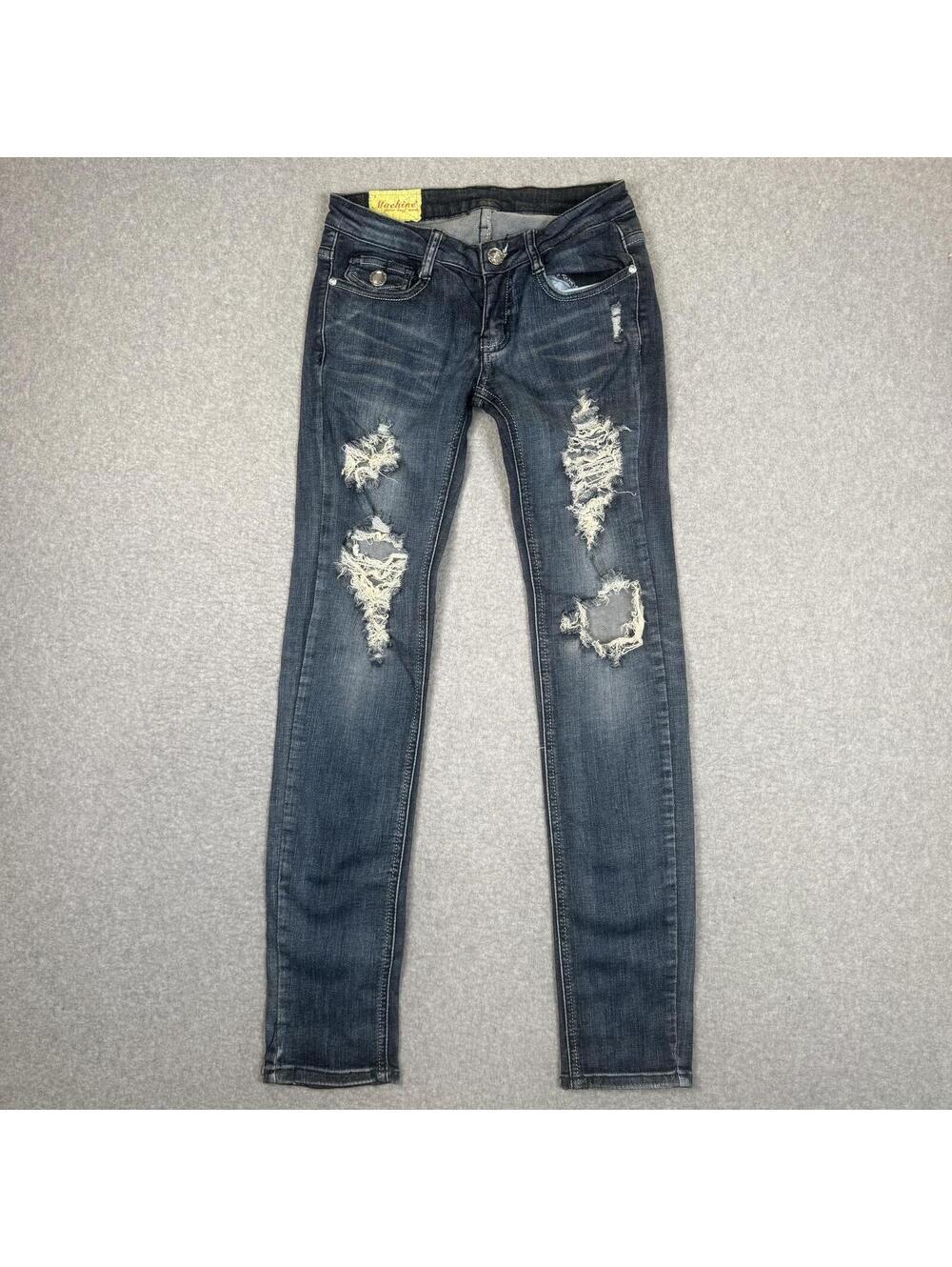 Machine Women's Size 28 Medium Wash Blue Distressed Skinny Jeans Ankle Length